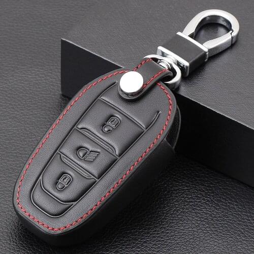 Skin Leather Flip Car Key Cover for Citroen C4 CACTUS C5 C3 C4L Peugeot 508 301 2008 3008 408 key Case Bag Holder