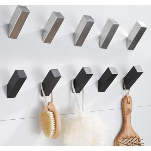 Stainless Steel Robe Hooks Black Decorative Coat Hooks Wall Hanger Bath Hook for Towels Hat Bag Wall Mounted Square Robe Hook