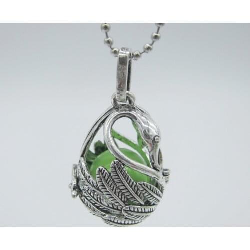 The Bonny Swan Animal Pendant with 16mm Chime Ball Music Sound Fashion DIY Locket Belly Baby Diffuser Necklace Bijoux