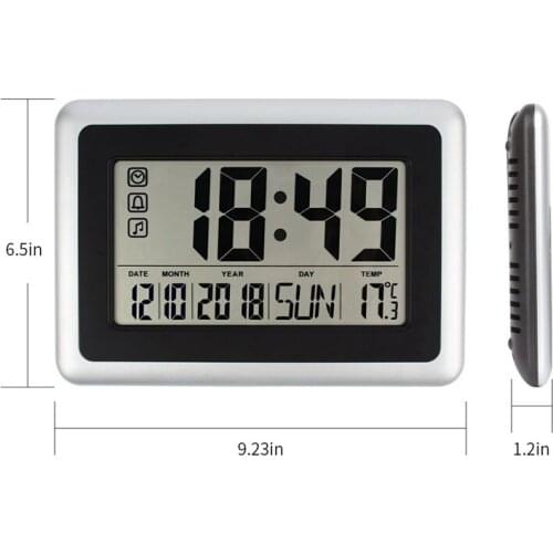 LBER Large Display Digital Wall Clock,Silent Desk Shelf Clocks Battery Operated Easy To Read Nightstand Alarm Clock With No Nigh