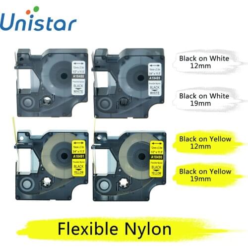 Label Tape 18488 18490 Compatible for Dymo Industrial Flexible Nylon Wires Tapes Work in Rhino 3000 4200 5200 6000 Label Maker