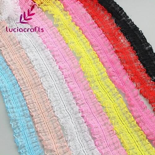 Lucia crafts 2y/5y 40mm Multi-color Lace Trim Ribbon Handmade Patchwork DIY Garment Sewing Headwear Decor Accessories U0601