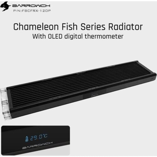 Barrowch FBCFRX-480 Chameleon Fish Modular 480mm Radiator With OLED Display Acrylic/POM Inlet Module Suitable For 120mm Fan