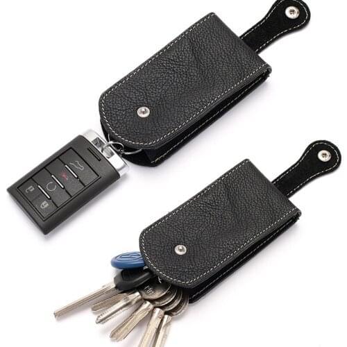 Men Cow Leather Car Key Bag Women Multi Pull-Style Key Case Holders Hasp Housekeeper Keychain Pouch Wallet EDC Organizer