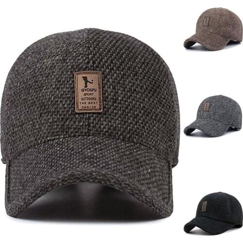 Men Winter Earflap Baseball Cap Classic Style Cotton Suitable For Winter Outdoor Running Men Women Running Caps Casquette Homme