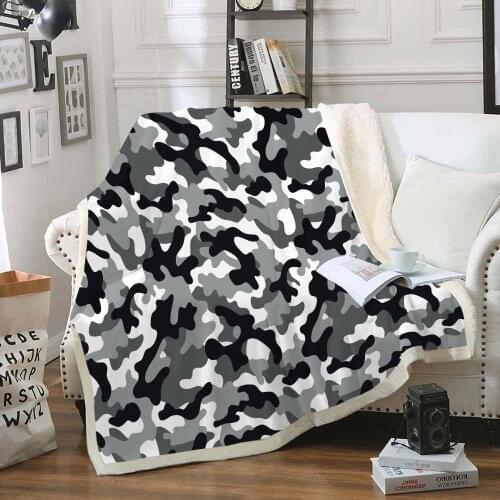 Design 3d Camouflage Soft Blanket Luxury Bedding Wild Custom Sherpa Blanket Green Plush Bedspread Sofa For Kids