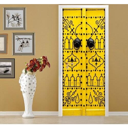 3D Modern Yellow Pattern Door Mural Wallpaper mural Wall Print Decal Wall Deco Wall Mural Photo self adhesive door wrap