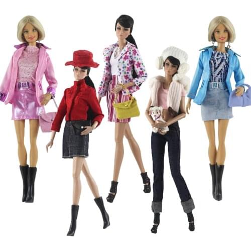 2019 New Clothes set Outfit / top coat + Skirt Jeans Hat Bag For 1/6 BJD Xinyi FR ST Barbie Doll / baby doll clothes Xmas
