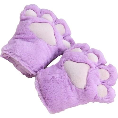 Newest Arrival Women Cycling Cute Gloves Winter Plush Faux Fur Kitten Mittens Gloves