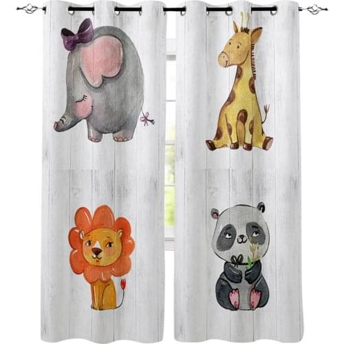 Animals Wood Grain Window Treatments Curtains Valance Room Curtains Large Window Curtains Living Room Curtains Kids Window