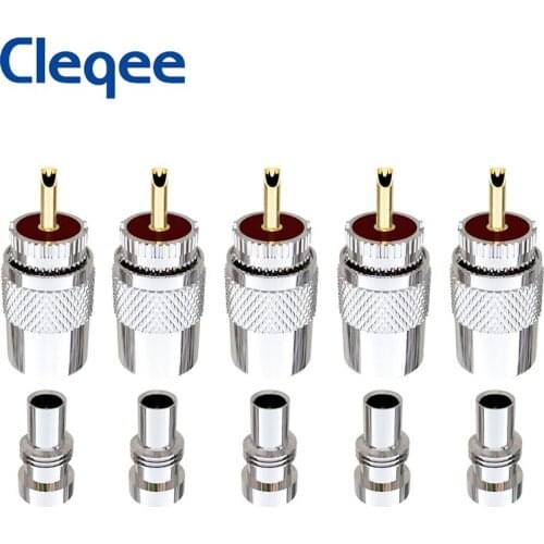 JXSINONE 10pcs UHF Male PL259 Plug Solder Adapter With Reducer For RG8 RG213 LMR400 Coaxial Cable, Ham Radio Antenna Connector