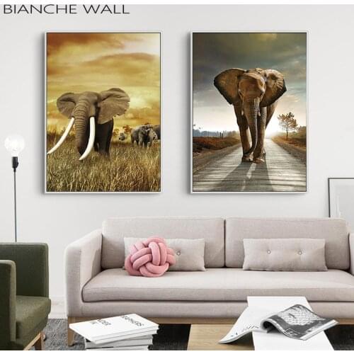 African Grassland Animal Elephant Macro Canvas Poster Print Painting Modern Art Decoration Picture Living Room Decor