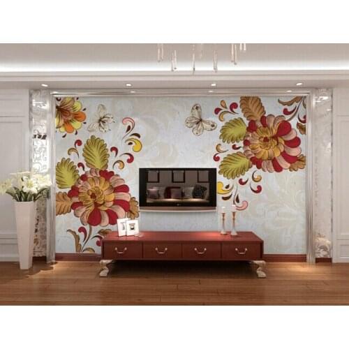 Custom papel de parede floral , nostalgic floral murals for the living room bedroom TV background waterproof vinyl wallpaper