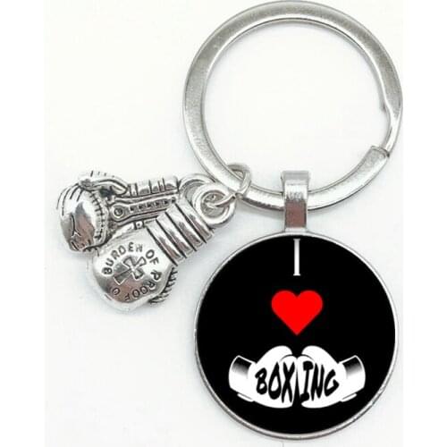 Popular New I Love Boxing Keychain Boxing Gloves High Quality Pendant Keychain Memorial Boxer Gift Jewelry