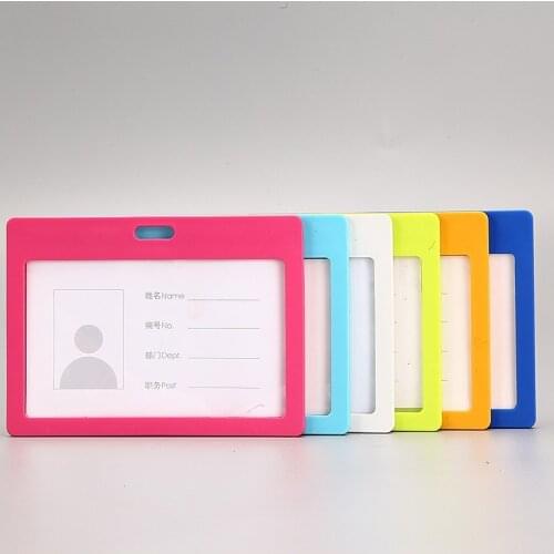 Simple Horizontal Transparent Work Student Nurse ID Card Holder Bus Business School Bank Office Credit Card Protection Cover