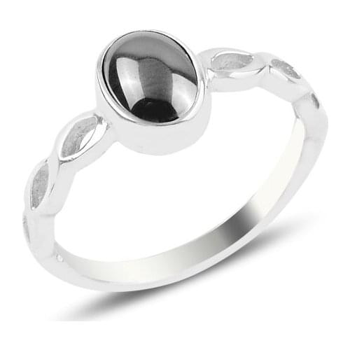 Silver 925 Sterling Hematite Engagement Ring