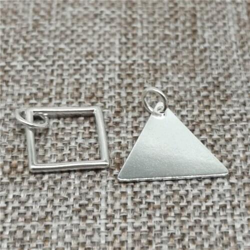 925 Sterling Silver Geometry Square Triangle Charms for Bracelet Necklace Earrings