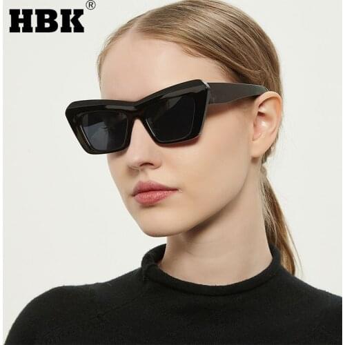 HBK Fashion Cat Eye Oval Sunglasses Women Men Oversized Classic Black Leopard Eyewear Big Frame High Quality Female Travel UV400