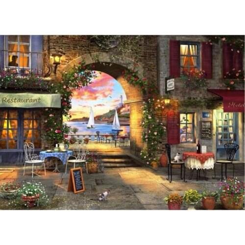 Mediterranean Evening Cross Stitch Kits Top Quality Embroidery Needlework DIY 14CT Unprinted Handmade Decorative Paintings