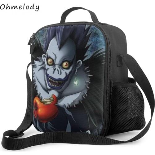 Death Note Anime Boys Girls Lunch Bags for School Cartoon Insulated Crossbody Work Lunch Bags Cooler Bag for Picnic Hiking Party