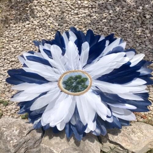 Navy Blue goose feathers trim 10 yards / lot stained goose feathers ribbon 15~20 cm duck feather dance DIY decoration 27 colors