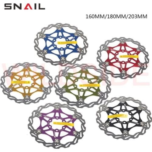 SNAIL MTB/road disc brake/cyclocross bike brake disc,centerline 44mm 6-bolt 160mm 180mm 203mm MTB Floating Brake Pad brake rotor