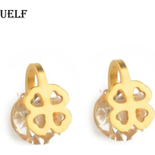 Uelf Crystal Zircon Stud Earrings Cubic Zirconia Stainless Steel Stud Earrings for Women Stainless Steel Jewelry