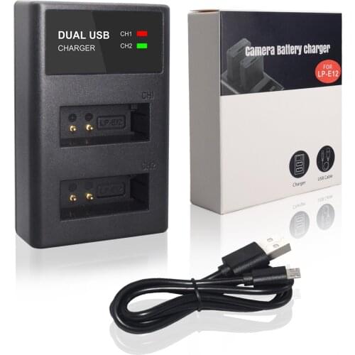 PALO LPE12 LP-E12 LP E12 battery charger USB dual camera battery charger for Canon OS M50 EOS M100 100D Kiss X7 Rebel SL1 DSLR