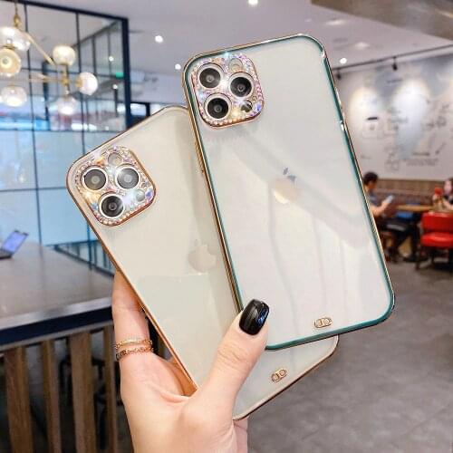 Lens protection Phone Case For iPhone 12 11 Pro Max 12 Mini XS MAX XR X 7 8 Plus Luxury Electroplating Frame Transparent Cover