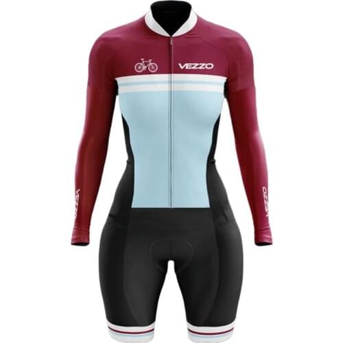 Female Cyclist Overalls Vezzo Womens Cycling Jumpsuit Monkey Long Sleeve Bike Suit Ladies Summer Breathable Leotard Casual Wear