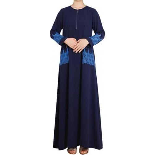 Women Muslim Abaya Dress Loose Nidha Long Sleeves Solid Color Dubai Turkey Islam Clothes Caftan Robe Modest Gown Elegance