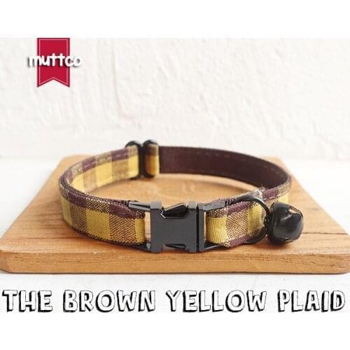 10pcs/lot MUTTCO retail with black high quality metal buckle collar for cat THE BROWN YELLOW PLAID design 2 sizes UCC067H