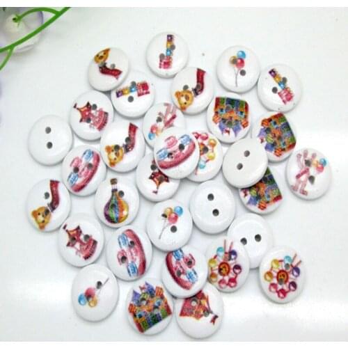 100pcs Mixed Wooden Round Buttons For Clothing Needlework Scrapbooking Wood Botones Decorative Crafts Diy Accessories