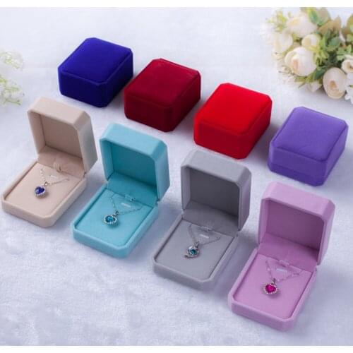 100pcs/lot Classic Octagonal Velvet Jewelry Box 7x8x4cm Necklace Pendant Boxes Jewelry Storage Packing Cases Wholesale