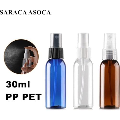 30ml Plastic Spray Bottle PP PET Clear White Brown Color Bottle Round Shoulder Automizer For Medical Laboratory Use Bottle