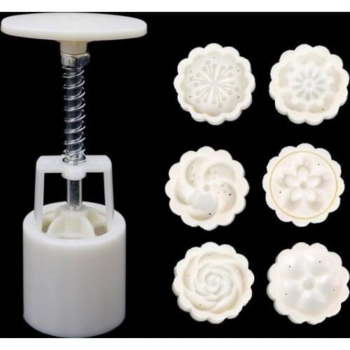 6 Rose Flower Stamps Moon Cake Decor Mould Round Mooncake Mold Tool 50g DIY