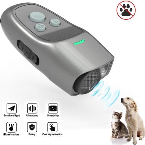Safe Upgraded Pet Dog Repeller Anti Barking Trainer 3 in 1 Ultrasonic Training Device with Beep Sound LED Flashing Rechargeable