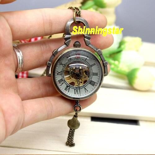 2020 New Arrival Lovely Transparent Roman Numerals Eyeball Mechanical Pocket Watch Pendant Necklace Chain Men Women Gifts