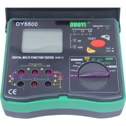 DY5500 4 in 1 Digital Multi-function Tester Multimeter - Insulation Tester + Earth Tester + Voltmeter + Phase Indicator