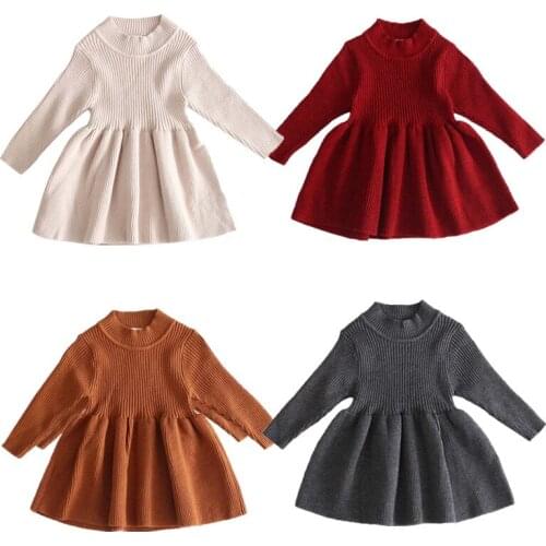 Kid t Baby Girls Warm Clothes Dress Long Sleeves Winter Sundress Wool Casual Clothing