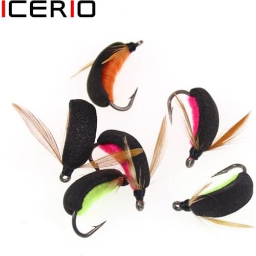 ICERIO 3PCS Beetle-Like Foam Boatman Dry Wet Fly Tying Hook Carp Fishing Zip Rig Trout Fishing Fly Lure Bait