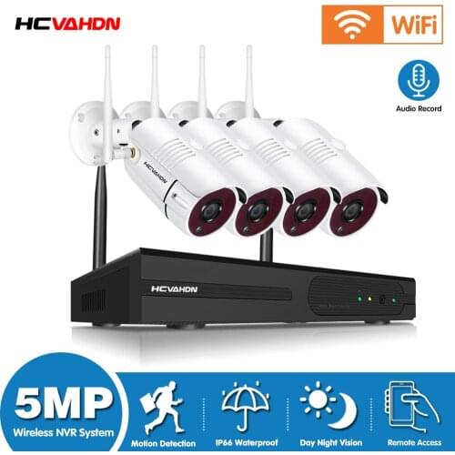 HD Home 5MP IP Security Camera System Wifi NVR Kit 4CH Outdoor Motion Detection CCTV Video Surveillance Camera System Kit H.265