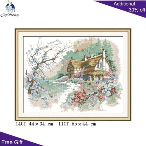 Joy Sunday Country Love F092 Counted and Stamped Home Decor Flowers Garden Cottage Needlework Embroidery DIY Cross Stitch kits