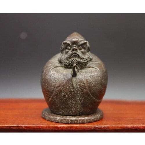 China 100% red Copper Statue Dharma Daruma Master Of Zen buddha incense burner incensory