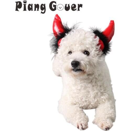 Red Halloween Ox Horn Cat Cap Vampire Little Devil Horn Hat Small Dogs Pet Cosplay Headwear Teddy Hat