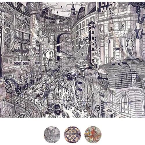 Square Silk Scarves Women 90 Animal print Manual Rolled Scarf Women Scarf Summer Silk Scarves