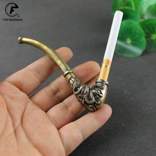 Copper Dragon Phoenix Smoke Metal Pipes Portable Creative Smoking Pipe Herb Tobacco Pipe Smoke Men Cigarette Holder Mouthpiece