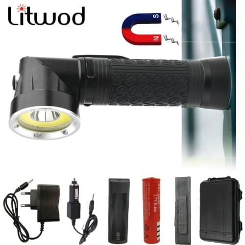 Litwod Z201305 Multi-function LED Flashlight 8000LM XM-L T6 /COB Zoomable 3 Modes Aluminum Lanterna Camping battery