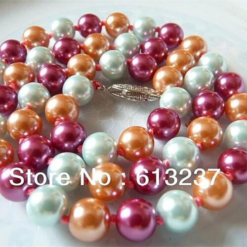 Fashion 8mm newly multicolor simulated-pearl shell round beads high quality diy jewelry necklace for women making 18inch YE0039