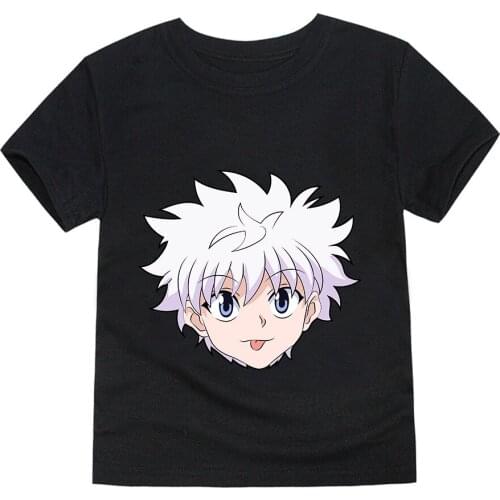 Fashion Print Children Anime T-Shirts Kids Hunter X Hunter Killua Baka Tees Boys/Girls Casual Tops Baby Clothes 2 To 14 Years